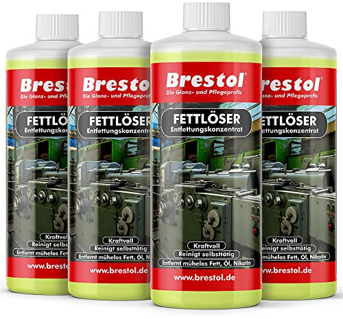Desengrasante concentrado 4 x 1000 ml – Concentrado de limpieza disuelve aceite y hollín – Limpiador multiusos – Limpiador de piscina eliminador de hollín – Eliminador de grasa
