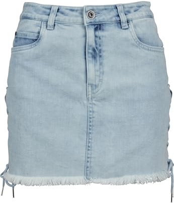 Urban Classics Damen Rock Ladies Denim Lace Up Skirt TB2002, Mini, Einfarbig, Gr. 38 (Herstellergröße: 28), Blau (Blue Bleached 01375)