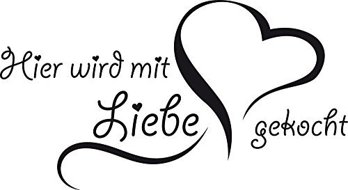 GRAZDesign Wandtattoo Hier wird mit Liebe gekocht Küche | Küchenaufkleber selbstklebend - 73x40cm / 070 schwarz