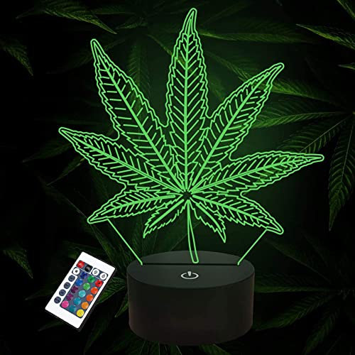 FULLOSUN 3D Nachtlichter, Leaf Illusion Lampe mit Smart Touch 16 Farben Wickeltisch Schreibtisch Schlafzimmer Dekor Optische Home Room Store Dekoration