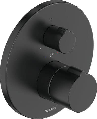 Duravit C.1 Brausethermostat Unterputz, runde Rosette, 1 Verbraucher, Abstellventil, C14200016046, Farbe: Schwarz Matt