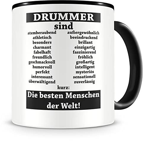 Samunshi® Drummer sind Tasse Beruf Geschenk Kaffeetasse Teetasse Kaffeepott Kaffeebecher Becher Drummer sind... 300ml schwarz/schwarz