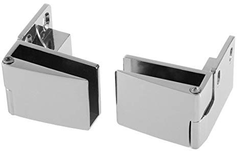 Glastür Scharnier (Paar) Klemmbereich 4-7mm in 2 Oberflächen zum auswählen Edelstahl Optik oder Chrom (Chrom)