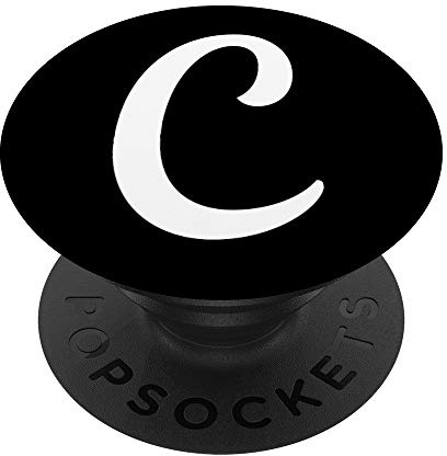 Pop out Cell Phone C Initial black white Capital Letter C PopSockets PopGrip: Swappable Grip for Phones & Tablets