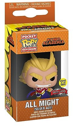 Funko Pop! Keychain: My Hero Academia (MHA) - All Might - (Silver Age) - Leuchtet Im Dunkeln - My Hero Academia and 2 - Neuartiger Schlüsselanhänger - Vinyl-Minifigur Zum Sammeln - Strumpffüller
