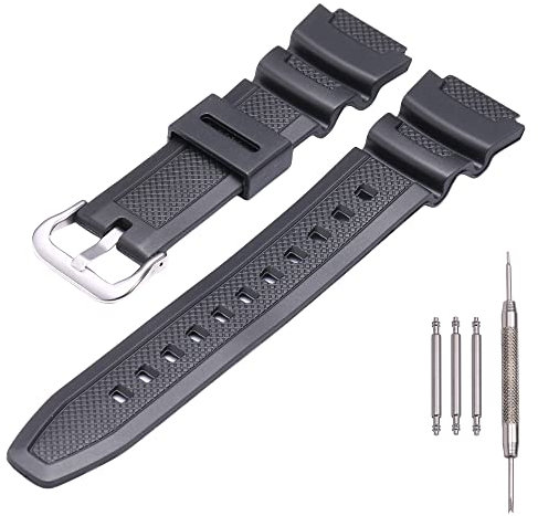 MCXGL Cinturino di ricambio in resina naturale compatibile con Casio W218H W-219H AE1200WH AE-1300WH W800H SGW-300H F-108WH Cinturino in gomma impermeabile, 18mm, Quarzo sintetico