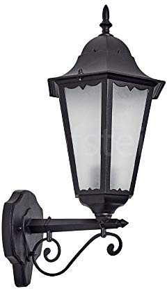 HOFSTEIN Außenwandleuchte Hongkong FROST, Außenwandlampe aus Metall/Milchglas in Schwarz, Wechselscheiben Klar, Wandleuchte Up im Retro-Stil, E27, IP44, Eingangsbereich, Haustür