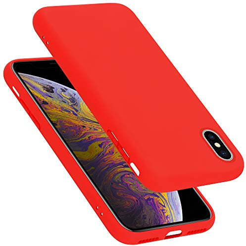 Cadorabo Hülle kompatibel mit Apple iPhone X/XS Hülle Silikon Handyhülle für iPhone X/XS Case aus flüssigem Silikon- Kratzfeste und stoßfeste dünne TPU Schutzhülle - Liquid ROT