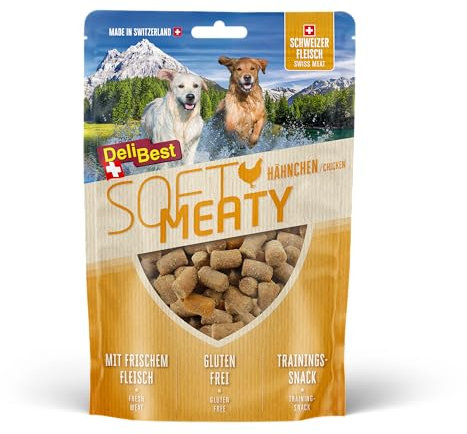 DeliBest Soft Meatys aus Hähnchenfleisch I Hundesnacks getreidefrei I Hundeleckerli I Leckerli zur Belohnung oder beim Training I Leckerli Hund I Hunde Snack mit hohem Fleischanteil I 150 g