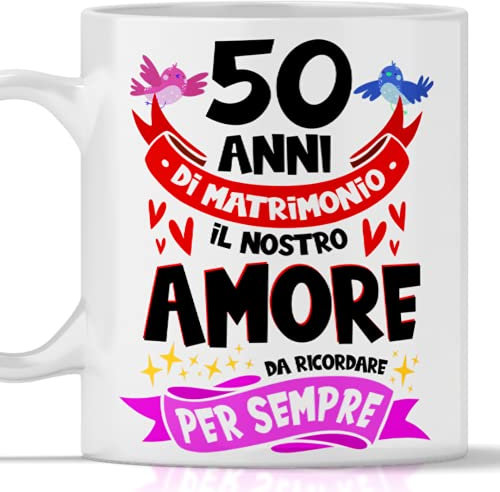 Taza 50 años aniversario de boda, mug regalo original