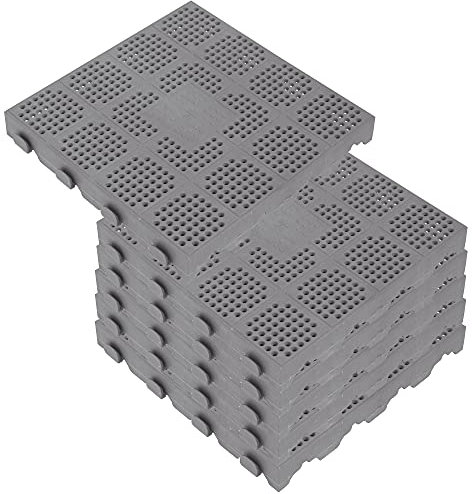 Confezione da 6 piastrelle di plastica per terreno esterno in nido d'ape di 39x39x4,8 cm. Superficie totale 0.9m² Collezione combinata - Grigio