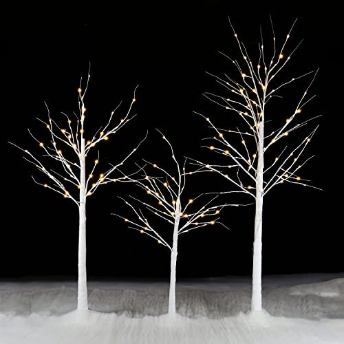 Taylor & Brown 6FT White Birch Tree With 96 Warm White LED Lights Mains Powered Pre-Lit Christmas Twig Home Party Wedding Decoration Ornament Festive Trees