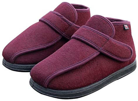 Zdcdy Diabetische Schuhe Herren Extra Weit, Winter Warme Diabetische Schuhe Die Vollständig Geöffnet Mit Verstellbarem Klettverschluss, Diabetiker Schuhe Schuhe Für Männer Geschwollene Füße,Red-38