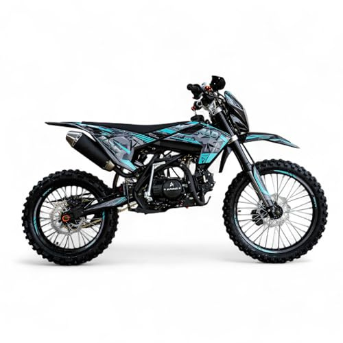 Alfarad T7 21/18 250ccm Dirtbike CrossBike Enduro pocket Pitbike PocketBike Motocross Motorrad Motorbike Motorsport Pit Pocket Vollcross Türkis (Türkis, Alfarad T6 150cc 19/16 Zoll Offroad)