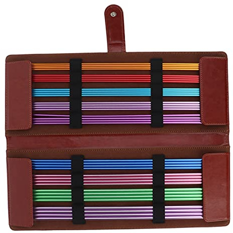 Stricknadeln Set, Stricknadeln Metall mit Organizer Tasche, 36-teilig, 35 cm, Doppelspitze, für Socken, Schals, Pullover, Handschuhe, Anfänger und Experten