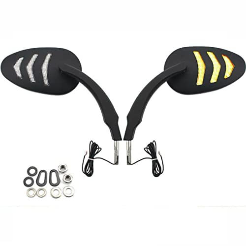 Riloer 1 modifizierter Rückspiegel für Motorrad mit Led-Blinker, schwarzer Seitenrückspiegel mit gelbem Led-Blinker für H*Arley Modell