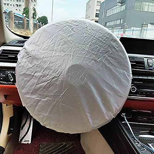 Baceyong Universal Silber Doppeltuch Lenkrad Sonnenschutz für Auto SUV, Faltbarer Reflektierender UV-Sonnenschutz, 50 * 50cm