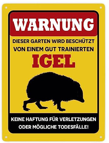 Warnung dieser Garten wird beschützt von einem Igel Metallschild XXL in 28x38 cm als lustige Dekoration für den eigenen Garten um unerwünschte Gäste und vielleicht auch Tiere zu