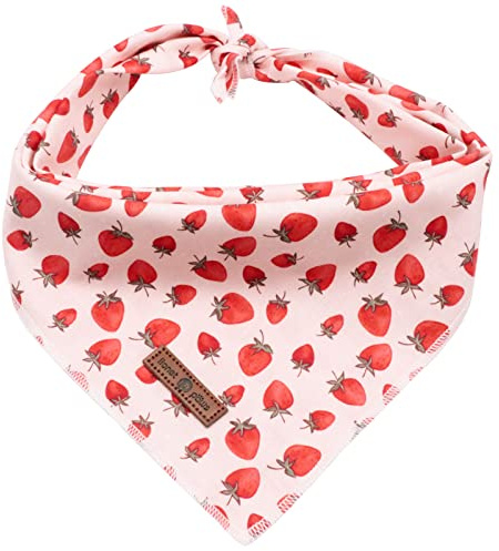 Lionet Paws Dog Bandana for Small Medium Large Dogs, Cat Dog Kerchief Dog Triangle Bibs Scarf for Girl Boy Gift Strawberry