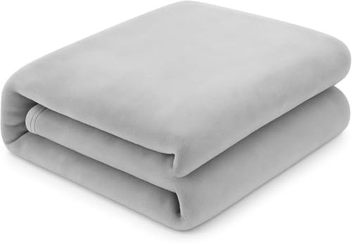 NIGHTZONE Luxury Faux Fur Mink Fleece Throw Over Sofa Bed Soft Warm Blanket (Silver, King (200 x 240 cm))