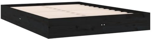 vidaXL Massivholzbett Bettgestell Lattenrost Doppelbett Bettrahmen Schlafzimmerbett Bett Holzbett Schlafzimmermöbel Schwarz 150x200cm
