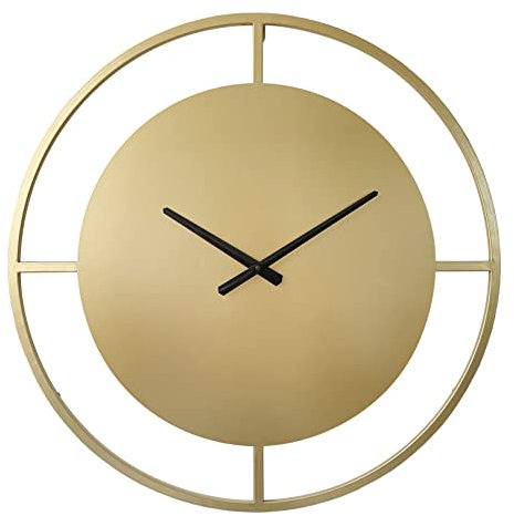 LW Collection Wanduhr Danial Gold 60cm - Große Industrielle Wanduhr Metall - Moderne Wanduhr - Leises Uhrwerk - Stille Uhr