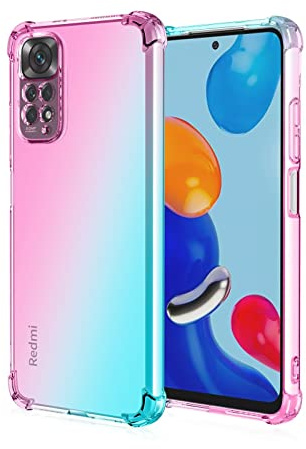 WILLIS TPU Silikon Handyhülle für Xiaomi Redmi Note 11 4G / Redmi Note 11S, Durchsichtig Farbverlauf Case, Anti Drop und Anti Scratch Schutzhülle