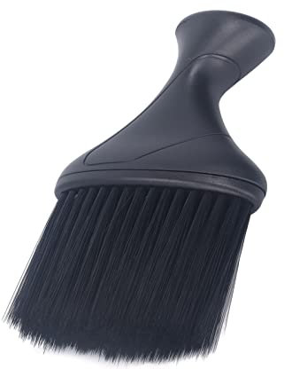 Sonew Barber Brush, Neck Duster Cleaning Brush, Black Neck Hairbrush Soft Nylon Barber Duster Brush, for Hair Cutting Barber and Home Use