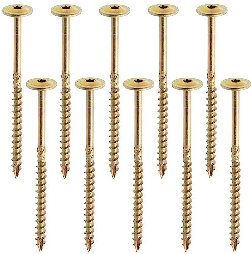 AERZETIX - C67509 - Lot de 10 Vis à bois Ø8x140mm à tête large bombée - à empreinte étoile Т40 - en acier zingué - menuiserie, contreplaqués, agglomérés, mélaminés
