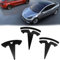 Leikurvo Lot de 3 emblèmes Tesla Logo : modèle 3 pour voiture - Étiquette de marque avant - Pour capot avant, coffre, volant, logo - Noir mat - Accessoire de voiture compatible avec Tesla Model 3