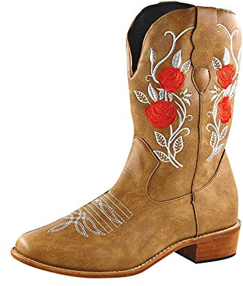 Stivali Alti Fucsia Stivali Stivaletti Cowboy Stivali Estivi Donna Bassi Traforati Stivali Bambina Donna Stivali Espadrillas Donna Zeppa Sandali Donna con Tacco Marrone-4 41