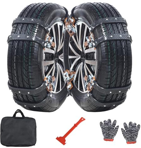 ZIKEBTUY Schneeketten Anti-Rutsch-Einstellbare Ketten Einfach Zu Montieren Langlebige Reifen Schneekette für Auto, LKW, SUV Fahrbahn Schnee Straßen