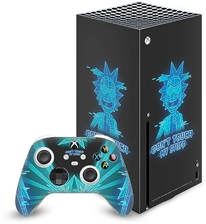 Head Case Designs Offizielle Rick and Morty Fass Meine Sachen Nicht An Grafiken Vinyl Haut Gaming Aufkleber Abziehbild Abdeckung kompatibel mit Xbox Series X Console and Controller Bundle