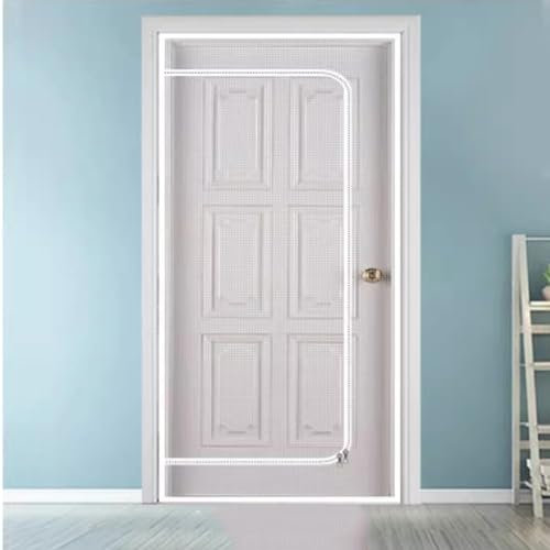 Miaogoo Moustiquaire pour porte de balcon avec fermeture éclair, maille adhésive durable - Ventilation - Porte coulissante - 80 x 210 cm - Blanc-D
