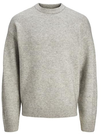 JACK & JONES Jorollie Knit Crew Neck Sn Jersey de Punto, Gris Claro, L para Hombre