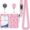 Niedliche Erdbeere Lanyard Kartenhalter, ID-Ausweis, Lanyard Kartenhalter, abnehmbare Schnur mit einziehbaren Clip für Schlüsselbund, Visitenkarte, Türkarte, ID-Karte