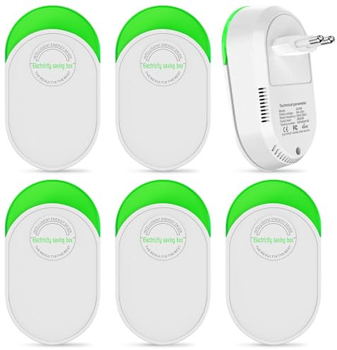 BORDEAG Économiseur d'Énergie, 6 Pack 90~250V Dispositif d'Économie d'Énergie, 28000W Économiseur d'Énergie Domestique, Boîte d'Économie d'Électricité Domestique Prise Électrique Intelligente(EU)