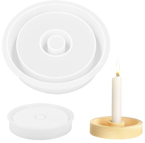 Silikonform Kerzenhalter, Gießform Stabkerzenhalter, Silikonform Teelichthalter, Silikonform Kerzenhalter Rund, Beton Kerzenständer Silikon für Diy Harzguss, Kunst Heimdekoration (Klein)
