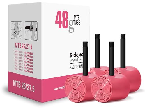 4er-Pack Ridedew 26/27,5 x 1,22,9–6,3 cm TPU-Innenschläuche, 48 g, Mountainbike-Schläuche mit 42 mm Schrader-Ventilen