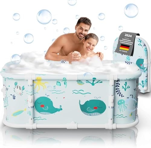 Tragbare Badewanne mit Metallhalterung, faltbare 120cm Badewanne ohne Installation, 7-lagige dicke Badewanne, zusammenklappbare Badewanne, Hot SPA (Wunder-Ozean L2)