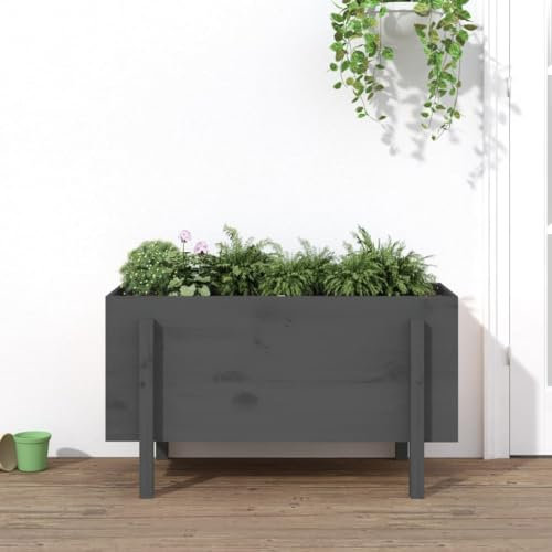 XGWKCNV Furniture select-Garden Raised Bed Grey 101x50x57 cm Solid Wood Pine
