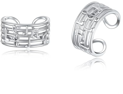 URONE Musik Ohrschellen Sterling Silber Musik Note Clip auf Ohrringe Non Piercing Ohrringe Musik Clip Schmuck für Frauen