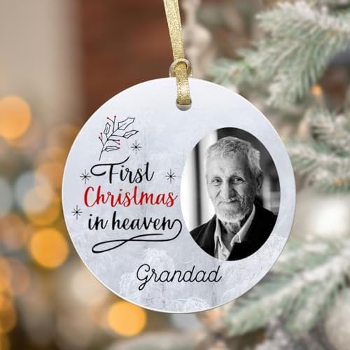 Personalised First Christmas In Heaven Memorial Ceramic Bauble - Remembrance Bereavement Gifts XMAS Tree Decoration In Loving Memory Christmas Hanging Keepsake