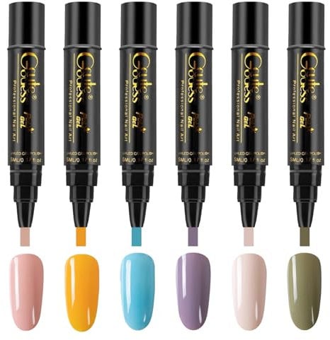 6PCS Nail Polish Pens,Nail Varnish Pens Waterproof Nali Pen Polish Durable Nali Varnish Pen Suitable for Girls Home and Professional Manicure 6 Colors