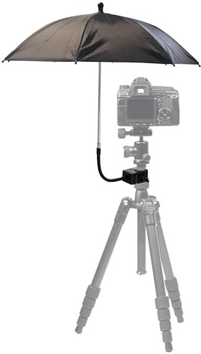 20'' Umbrella Chair Clamp for Cameras, Tripod Sun Shade Umbrella (Black) | Flexible Adjustable Gooseneck Camera Rain Cover for Outdoor Photographing, Filming, Live Streaming