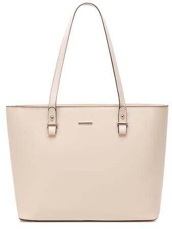 Pahajim Handtasche Damen Groß Tote Bag PU Leder Shopper Tasche Damen Schultertasche für Arbeit, Reisen und Einkaufen(Weiß)