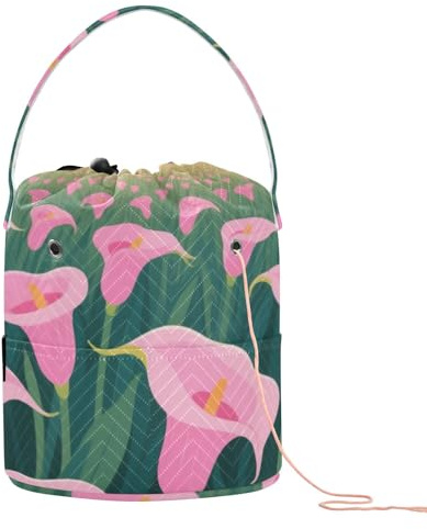 GuoChe Schöne Calla-Lilien-Feld-Häkeltaschen, Basteltasche, Organizer, tragbare Aufbewahrungstasche für Stricknadeln, Basteln