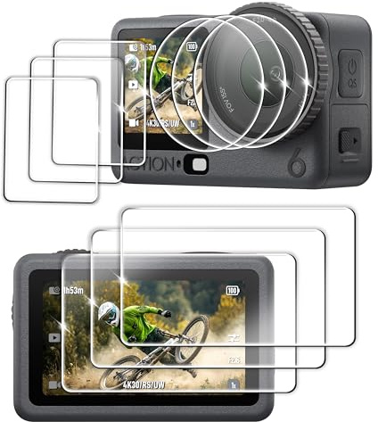 FiTSTILL Displayschutzfolie für DJI Osmo Action 6, Ultra HD 0,28 mm gehärtetes Glas, Härtegrad 9H, kratzfest, Anti-Fingerprint, blasenfrei, Action6 Kamera-Zubehörset