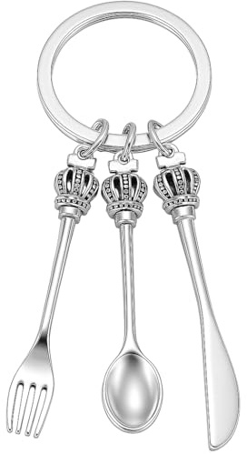 DONWOIE Chef Keyring, Cooking Keychain Bag Charms for Women | Cool Key Rings with Fork Spoon and Knife Gifts for Friends Girls Family Classmates Boyfriend