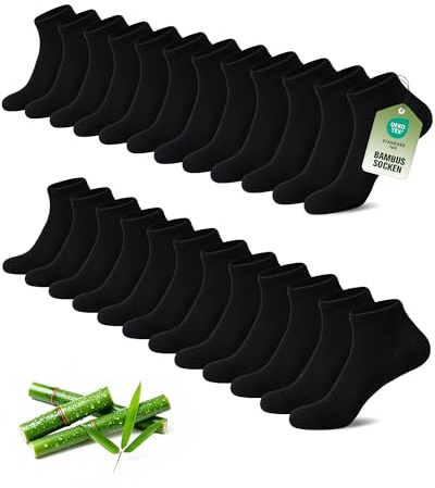 SukModen Bambu sneakers strumpor män kvinnor 43–46, 12 par luktfria korta mjuka sneakerstrumpor andas herrstrumpor svart vit grå